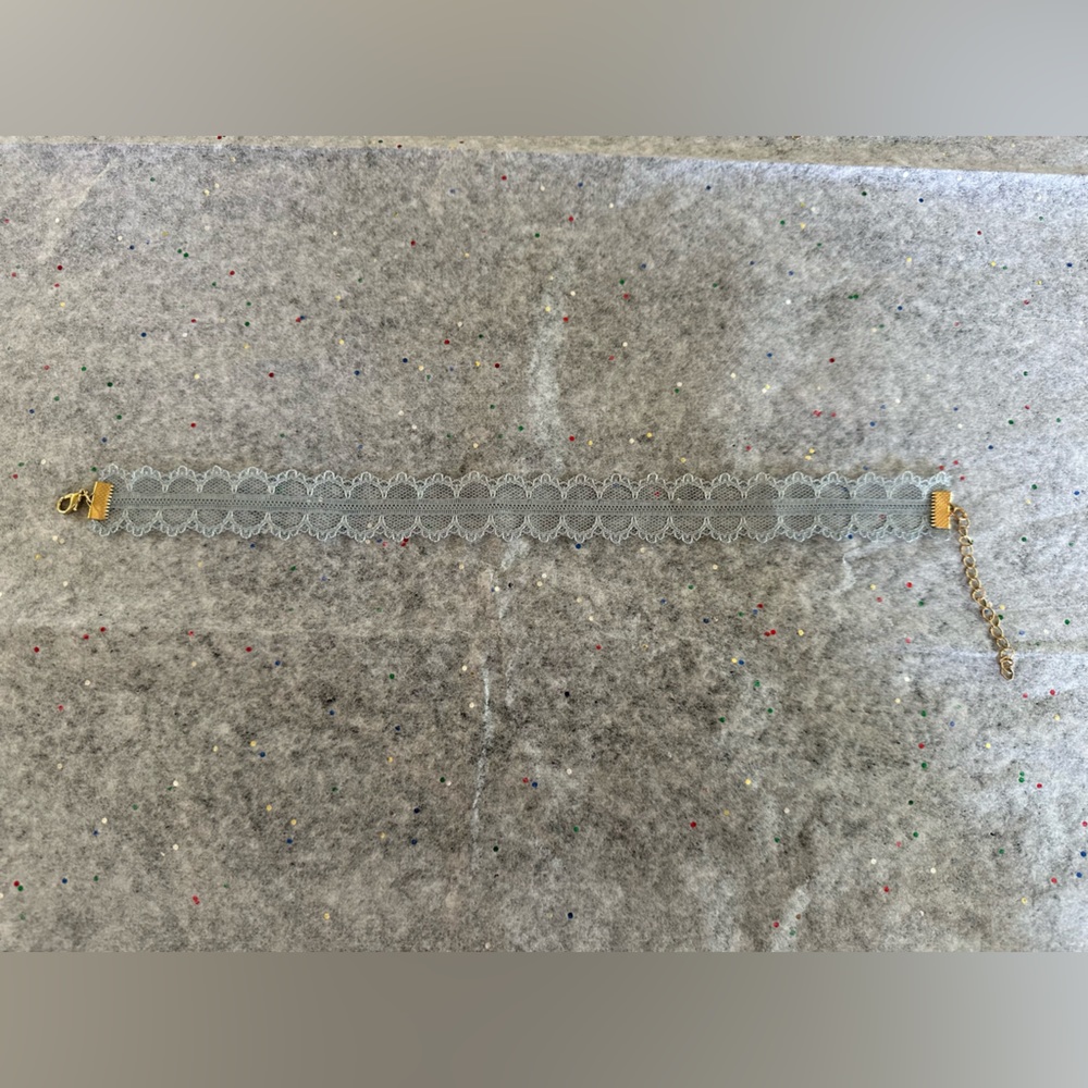 Milakoo. Light Blue / Grey Lace Choker.